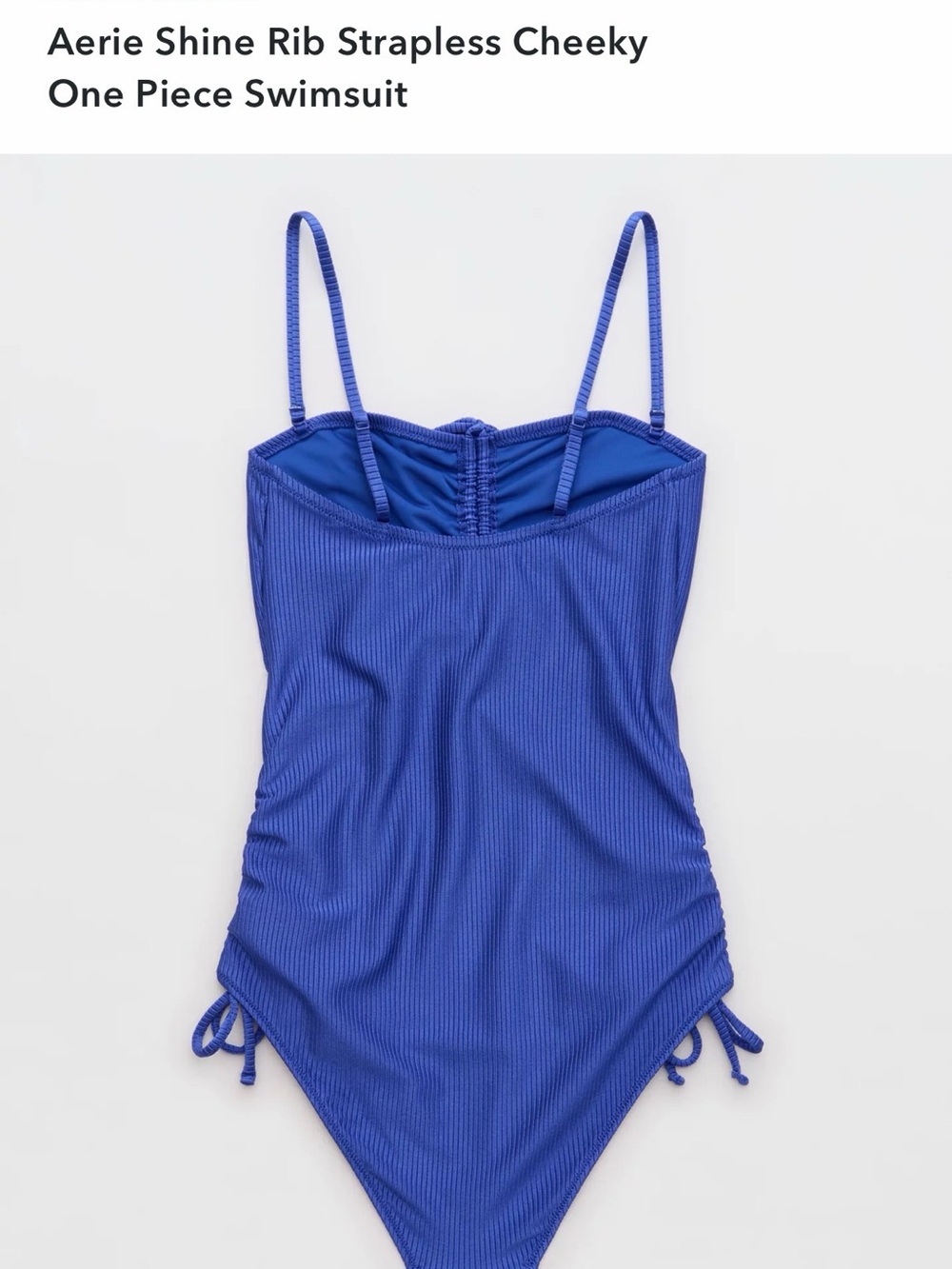 aerie Strapless Cheeky One-Piece Swimsuit - Royal Blue size XL Long - Picture 4 of 5